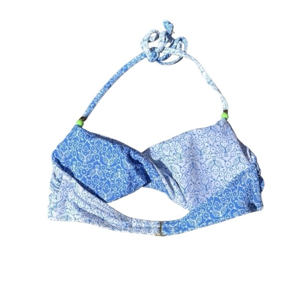 🌻Victoria's Secret Blue & White Twist Bandeau Halter Bikini Top Size XS - Picture 4 of 10